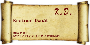 Kreiner Donát névjegykártya
